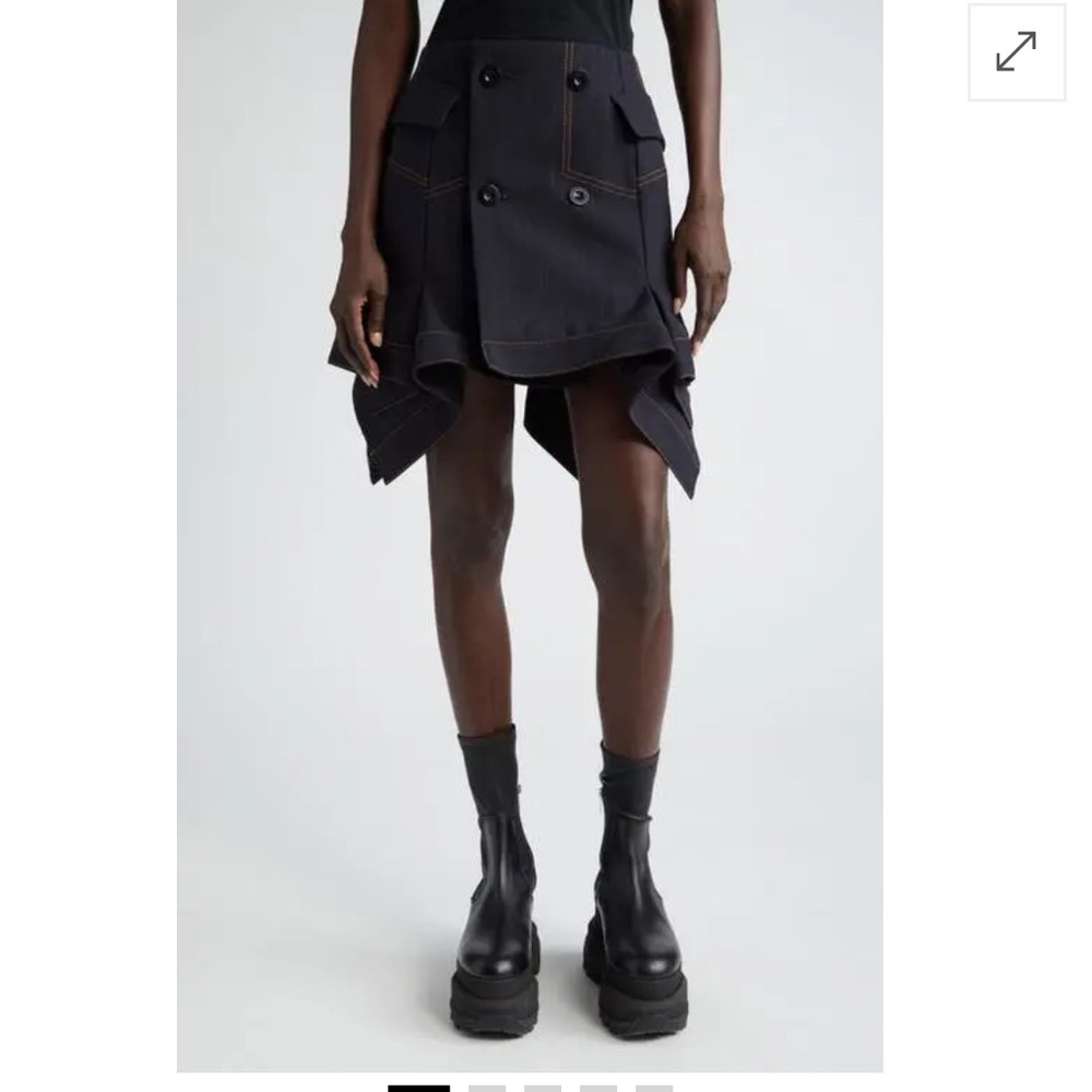 Sacai Navy Pinstripe Skirt